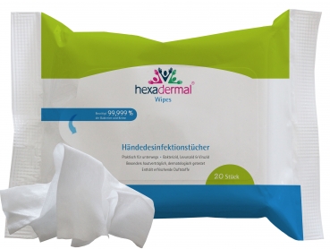 Preview: Hexadermal Wipes alkoh. Händedesinfektionstücher (20 VE) (20 Stück)