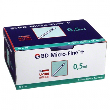BD MICRO-FINE+ Insulinspr.0,5 ml U100 12,7 mm  - (100 Stück)