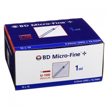 BD MICRO-FINE+ Insulinspr.1 ml U100 12,7 mm - (100 Stück)