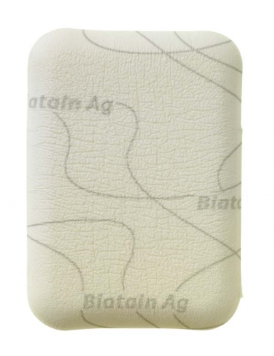 BIATAIN Ag Schaumverband 5x7 cm nicht haftend (5 Stück)