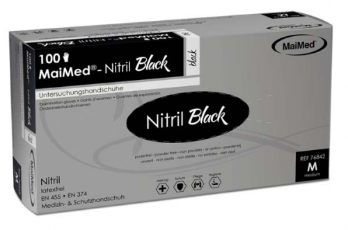 MaiMed Nitril Black PF Handschuhe Größe M (100 Stück)