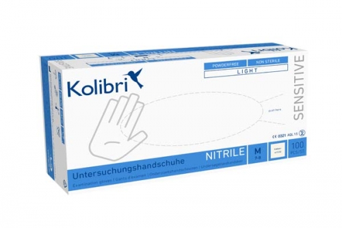 Kolibri Größe. M - Untersuchungshandschuhe Sensitive puderfrei Light Nitril  (100 Stück)