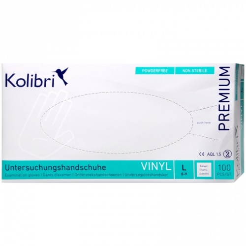 Kolibri Premium Gr.L - U-Handschuhe puderfrei Vinyl  (100 Stück)