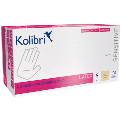 Kolibri Latex Gr. S - Untersuchungshandschuhe puderfrei Gr. S (100 Stück)