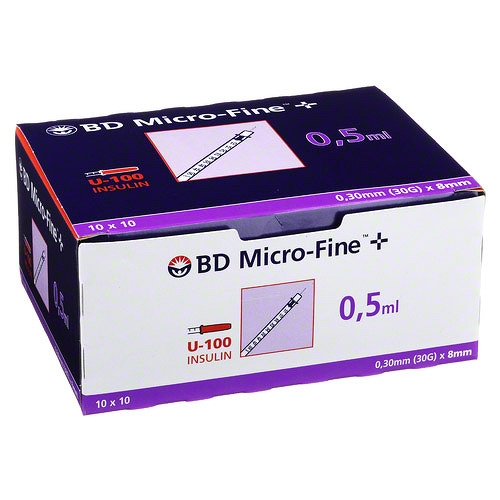 BD MICRO FINE+ U100 8 mm - 100X0,5 ml (100 Stück)